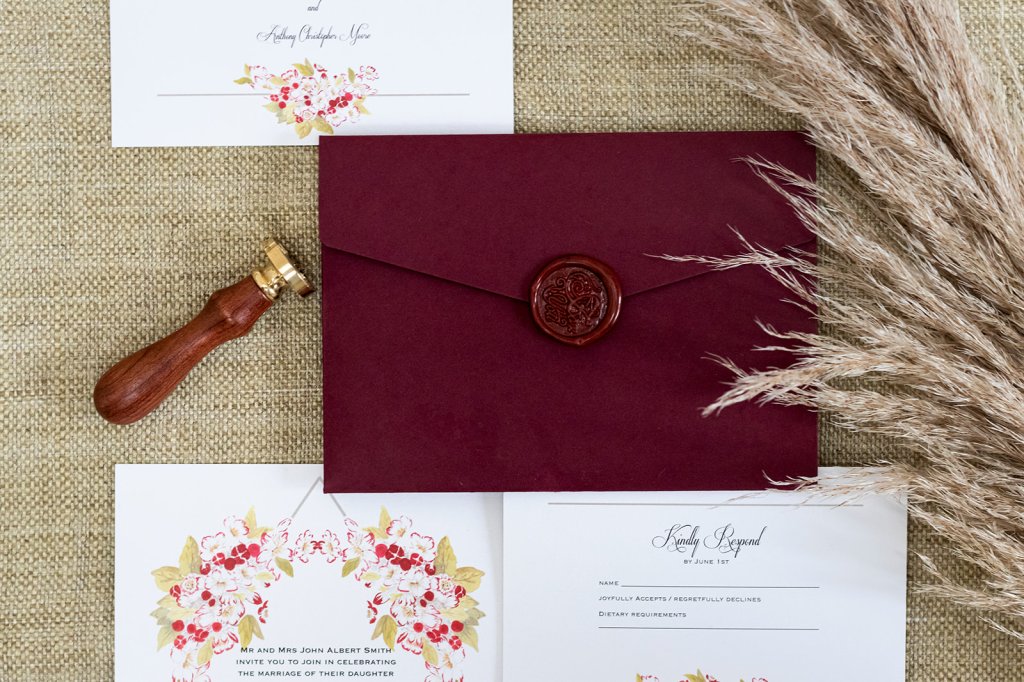 Northamptonshire-wedding-stationery-red-wax-seal-design